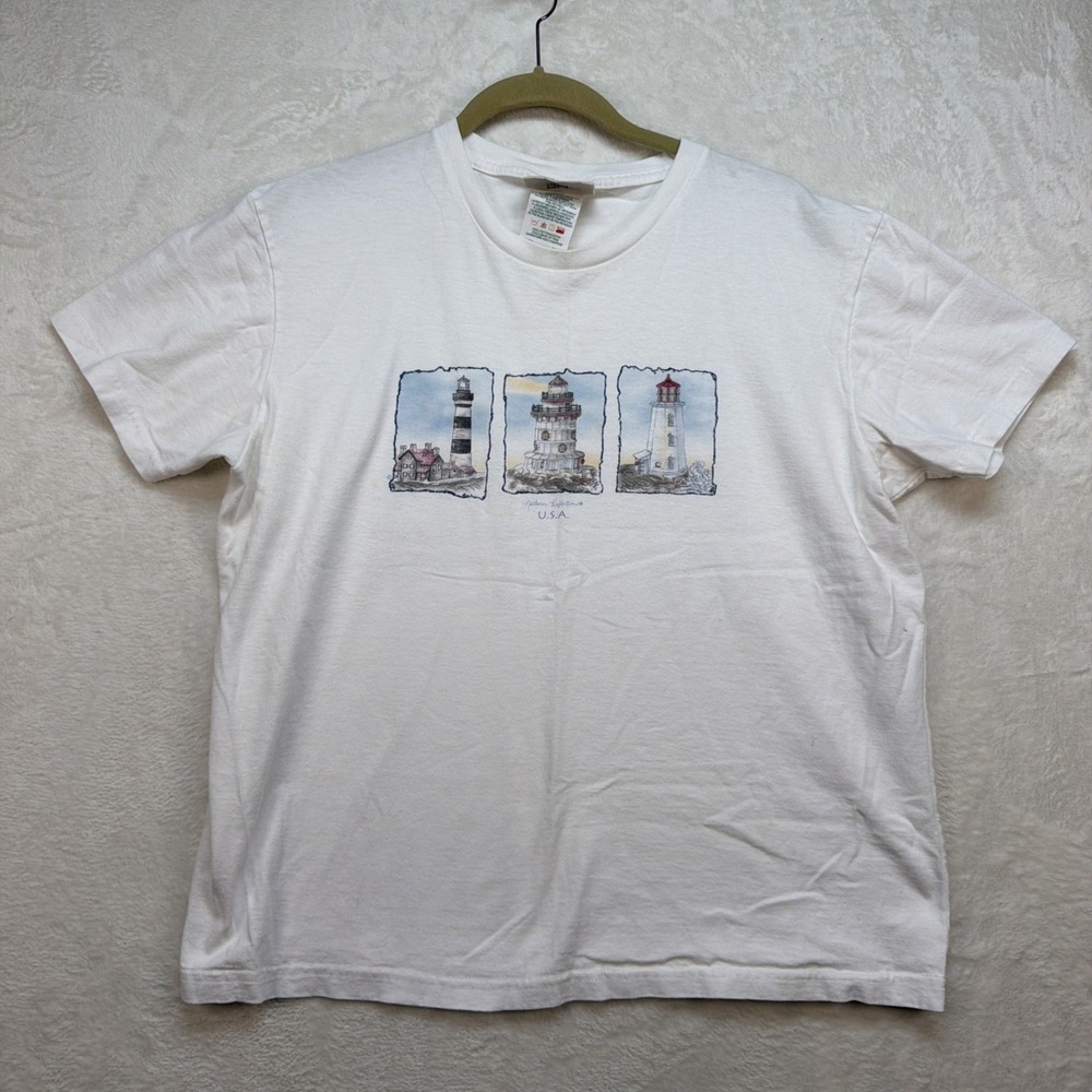Vintage Lighthouse Graphic Tee Northern Reflections Nautical Coastal Tourist L